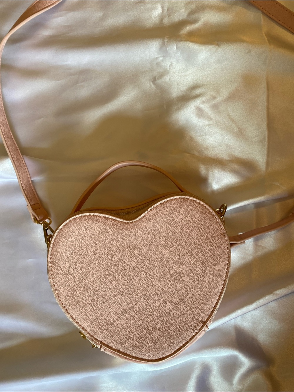 Heart-Shaped Crossbody Bag - Blush Pink